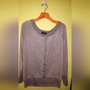 Holiday Glittery Sparkling Silver Striped Cardigan Shrug Size 18 Lane Bryant